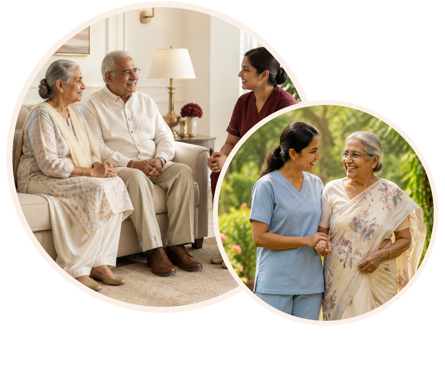 Caregiver supporting an elderly couple at home